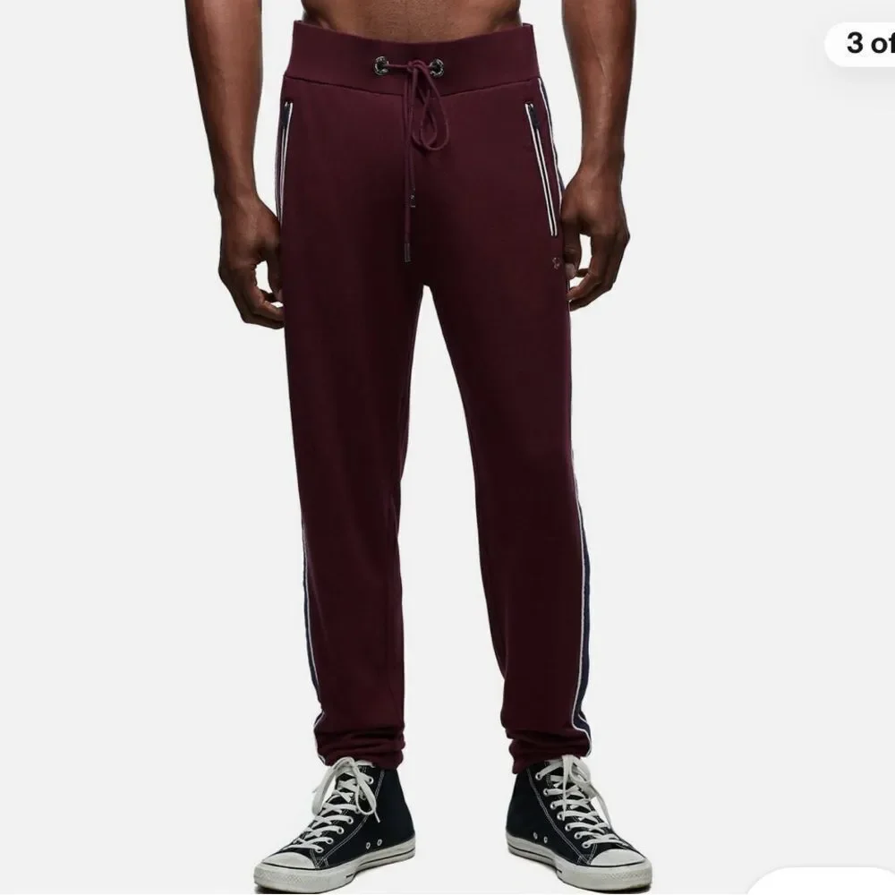 True Religion Contrast Stripe Lounge Pants Purple Maroon